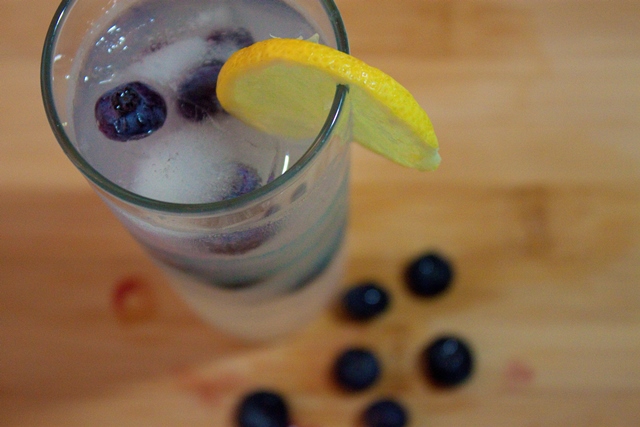 Photograph of a spiked blueberry lemonade